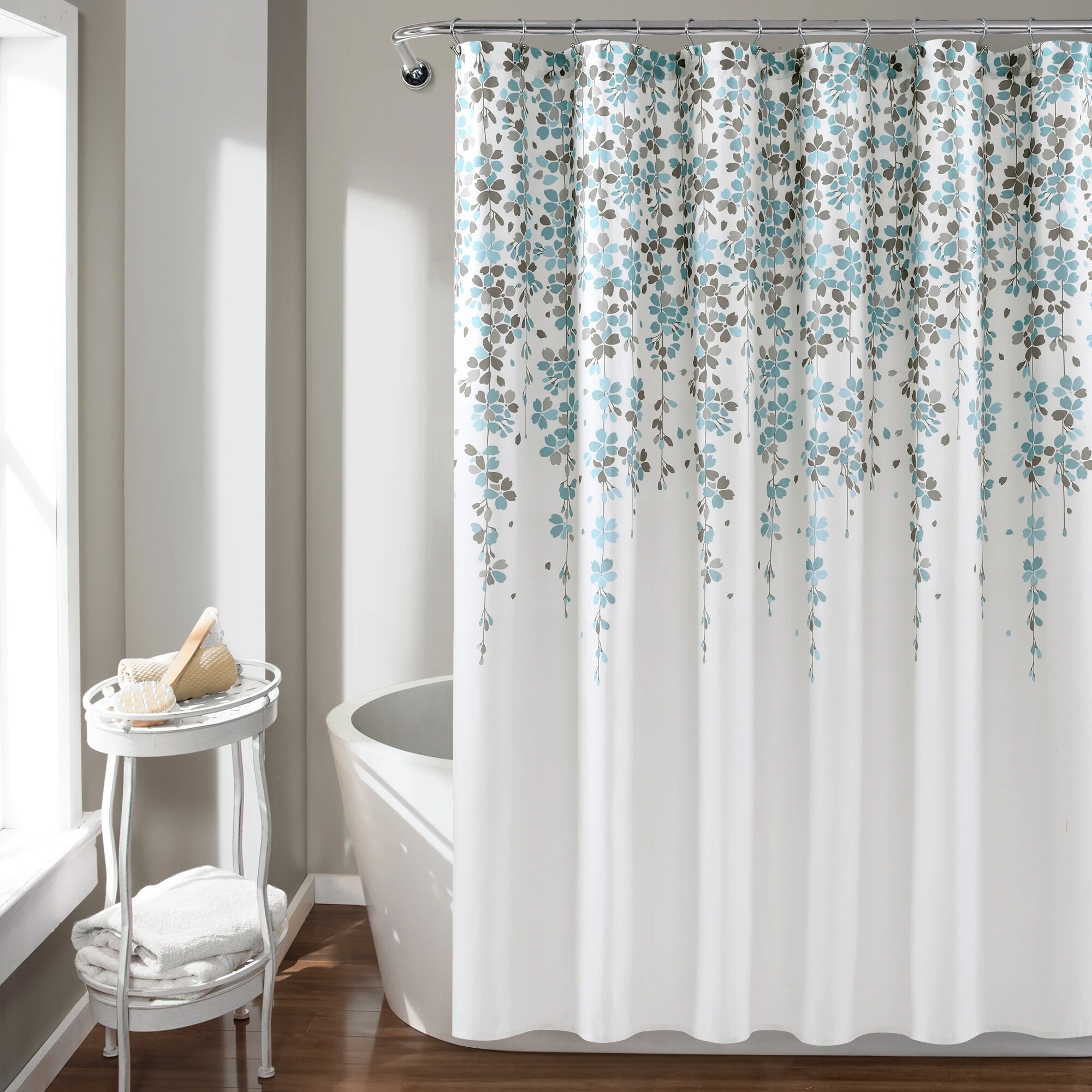 72x72'' Dahlia Autumn Flower Bathroom Fabric Shower Curtain Mildew 12 Hooks 