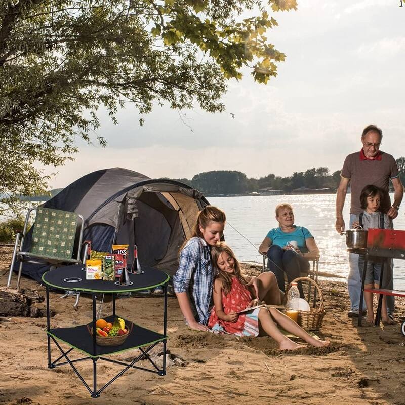 Camping Table Folding Picnic Table with 4 Cup Holders