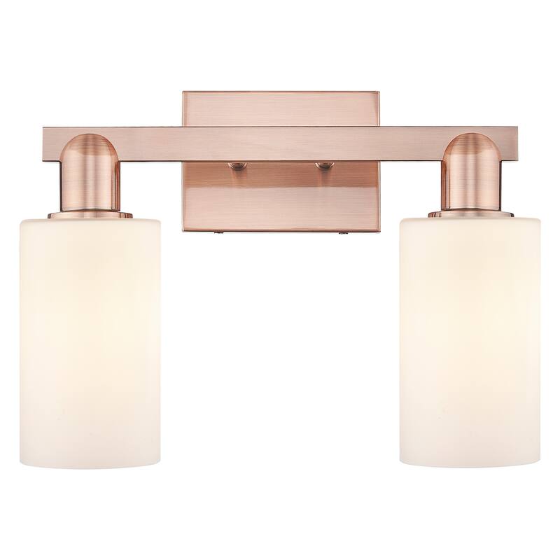 Innovations Lighting 716-2W-11-15 Clymer Vanity Clymer 2 Light 15" - Antique Copper / Matte White