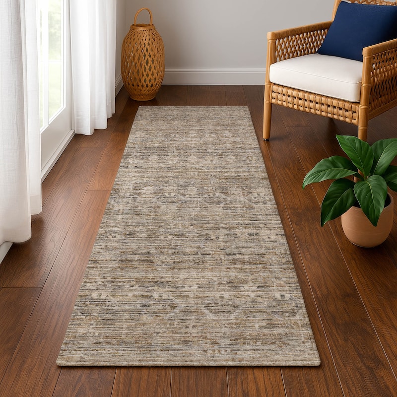 Premium Washable Super Soft Vintage Traditional Mayfield Rug - Brown - 2'3" x 7'6"