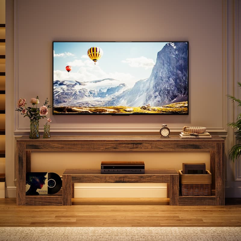 63" Farmhouse TV Stand, Vintage Entertainment Center with Storage