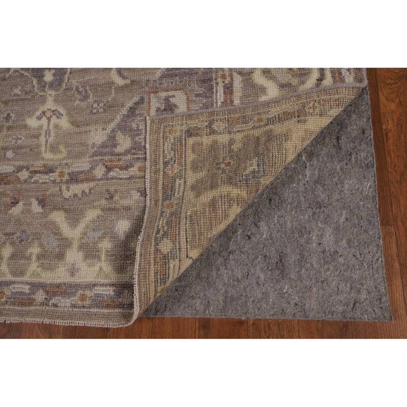 Vegetable Dye Oushak Turkish Area Rug Grey Hand-Knotted Wool Carpet - 6'1"x 9'0"