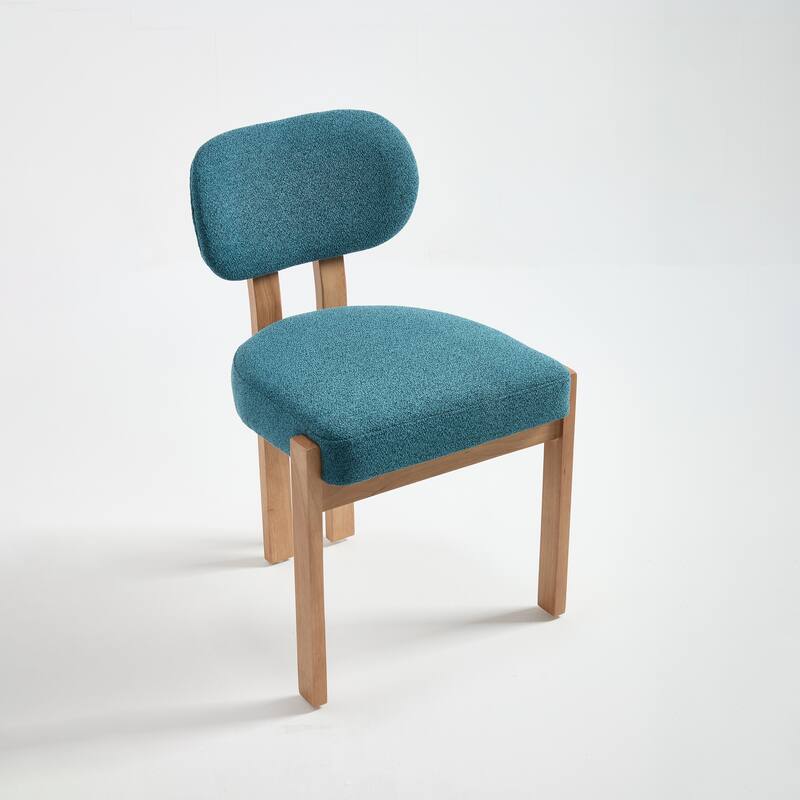 Farmhouse Wooden Dining Chairs Set of 2, Fabric Upholstered Chairs with Cushioned Wingback