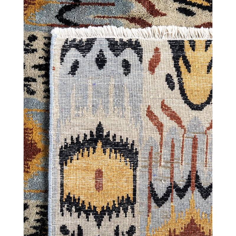 Ikat One-of-a-Kind Hand-Knotted Area Rug - Beige, 8' 2" x 10' 1" - 8' 2" x 10' 1"