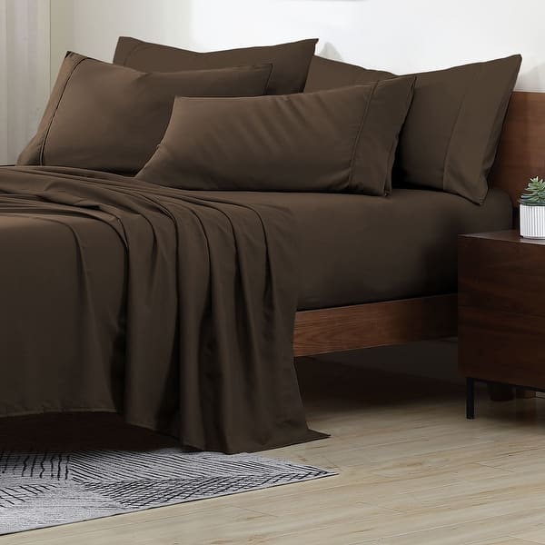 Swift Home Premium Ultra Soft Microfiber 6-Piece Sheet Set with Extra Pillowcases - Queen - Brown