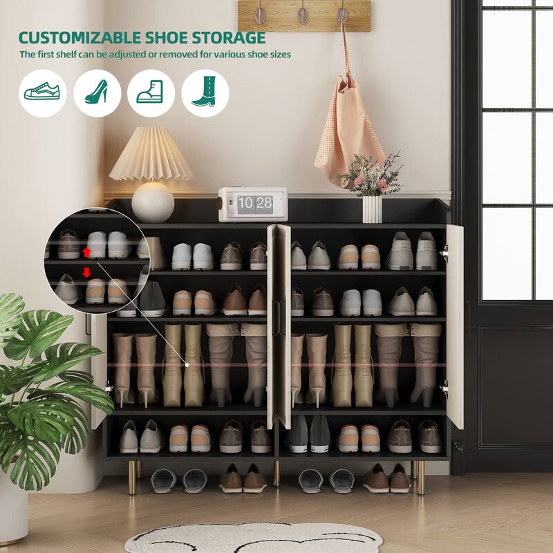 GDFStudio - Martin Large Modern Shoe Storage Cabinet with Adjustable Shelves and Multi-Door Design - Sideboard,Shoe Cabinet