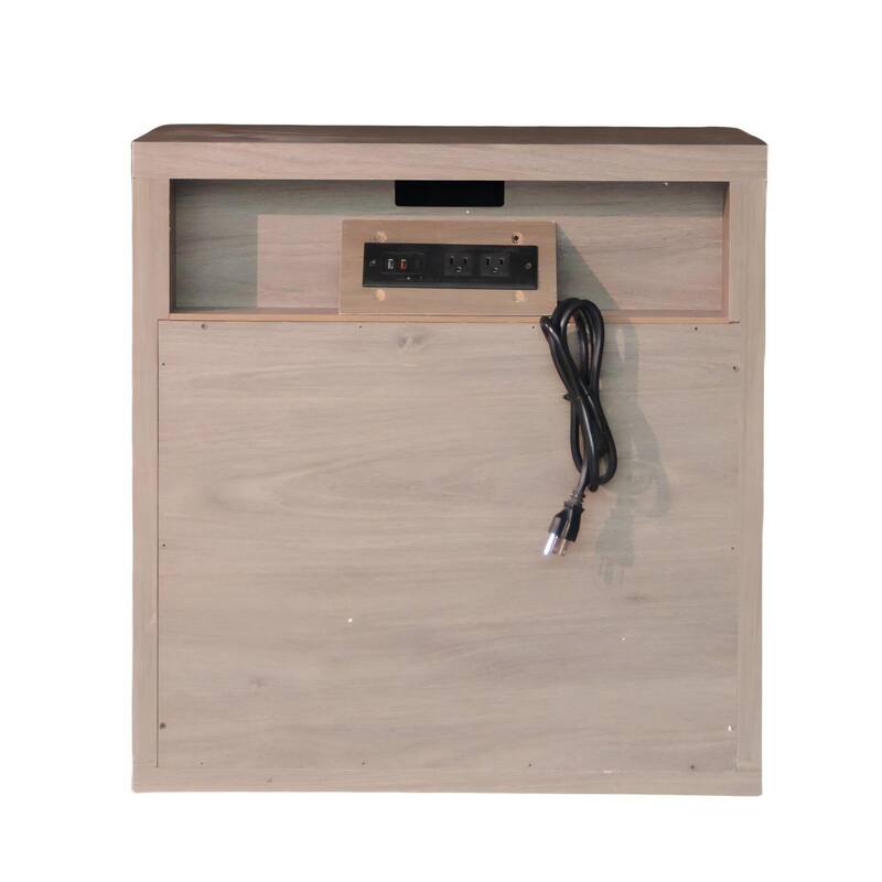 Nightstand with Drawer Storage Fluted Bed Side Table, Large Modern Wide Bedside Stand Mid Century Night Stands