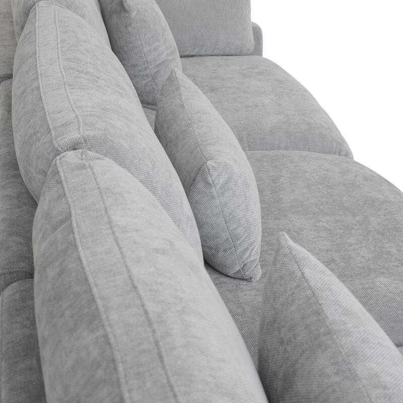 Modular Sectional Sofa Cloud Couch with Ottoman, 119'' L Shaped Linen Blend Fabric Minimalist Sectional Sofa for Living Room