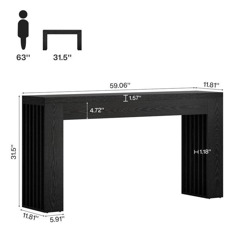 59-Inch Console Table for Living Room, Farmhouse Entryway Table