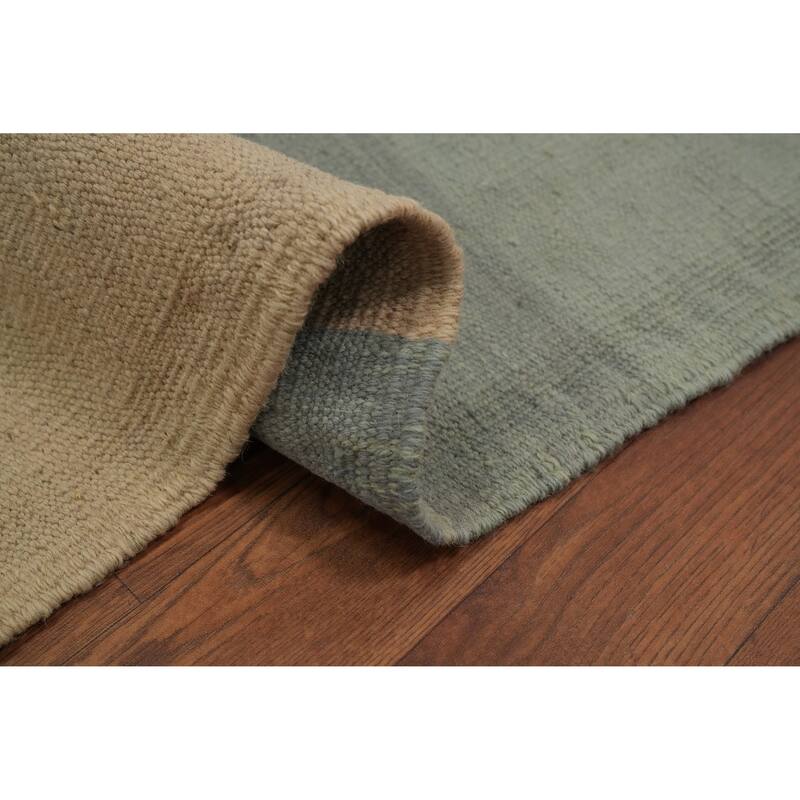 Hand Woven Oriental 100% Wool Carpet Southwestern Modern Beige & Ivories Kilim Area Rug - 8' 9'' X 5' 9''