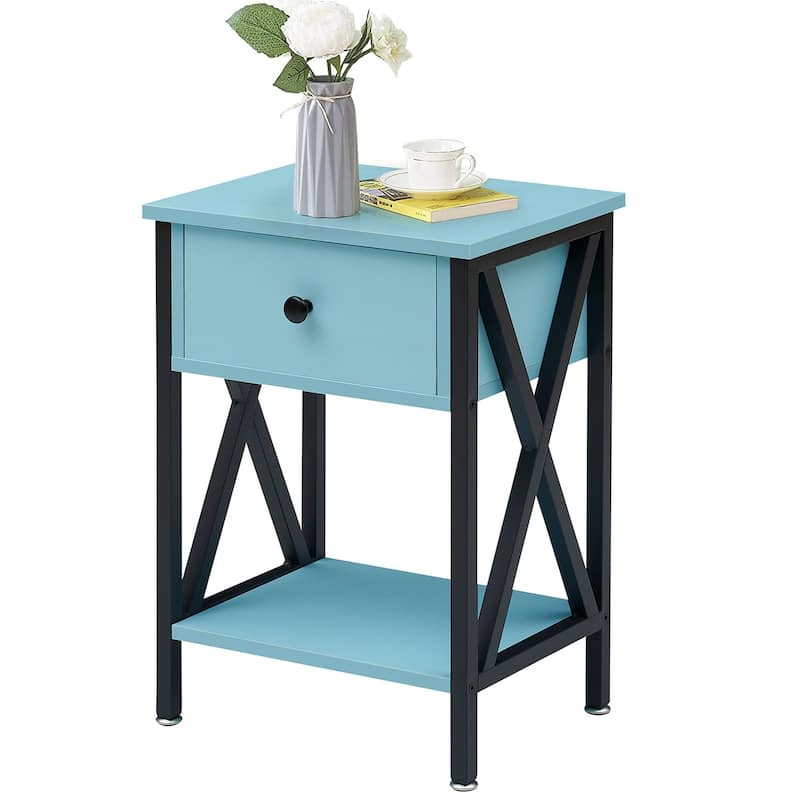 VECELO Modern Nightstand 1-Drawer with Storage Shelf, End Table/Side Table