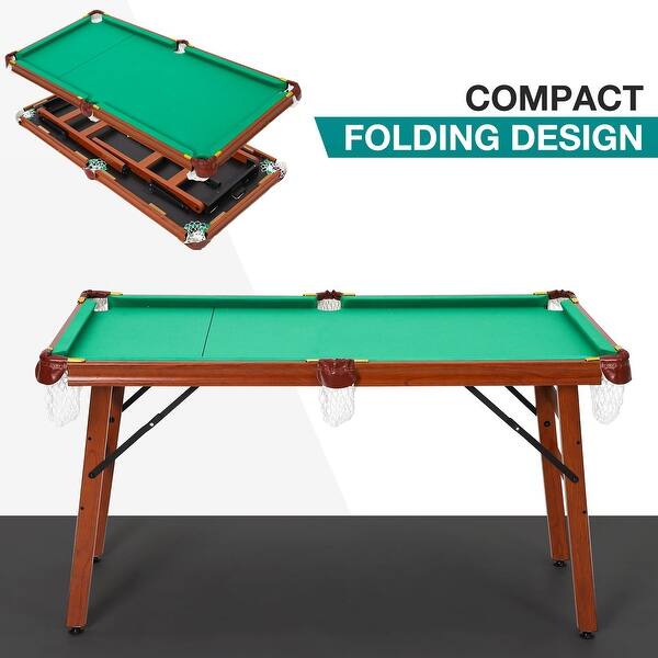 Table De Billard Pliable SPORTNOW – Américain, 104x55,5x68 Cm, Avec 2 Queues Et 16 Billes, Pour Enfants +12 Ans