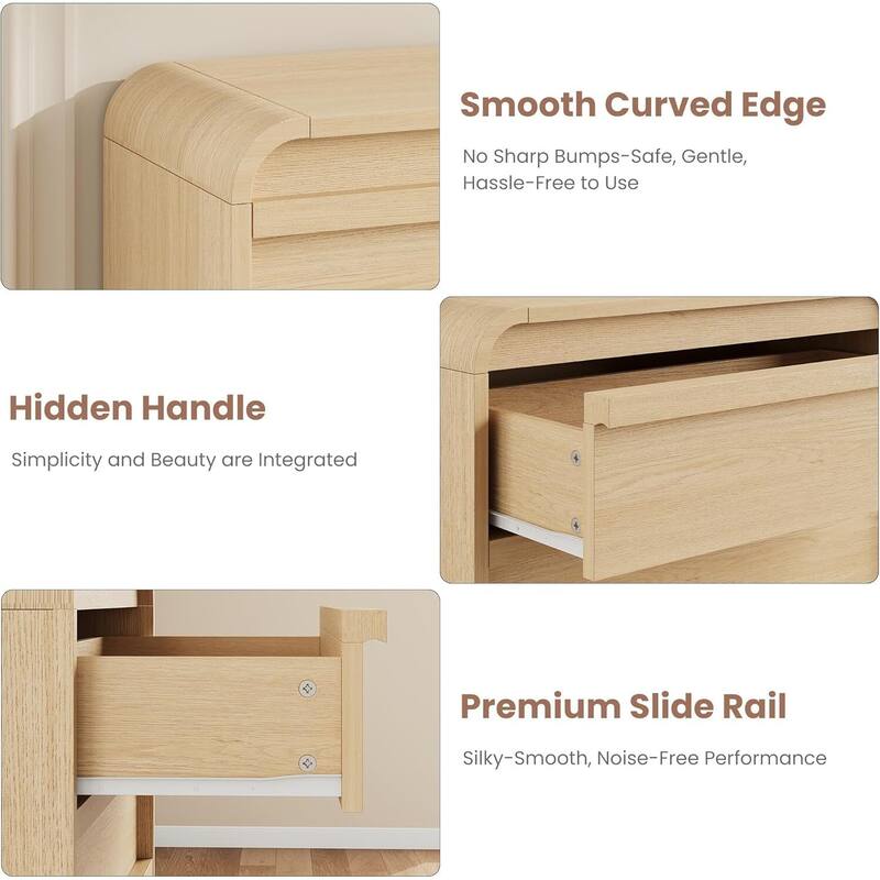 5 Drawer Curved Profile Design Dresser for Bedroom, Living Room, Entryway, Nursery