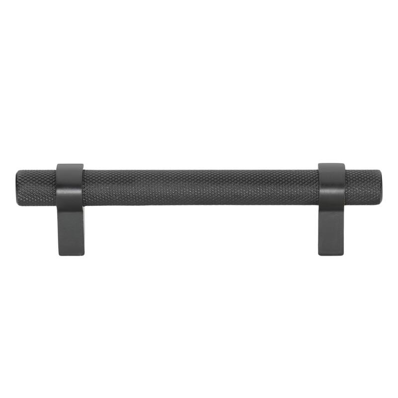 3.75 in Screw Center Solid Steel Knurled Euro Bar Pull (Pack of 10) - Matte Black