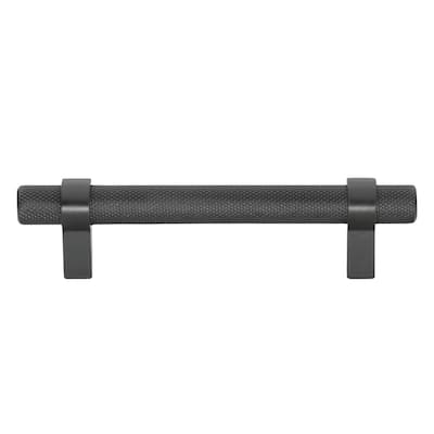 3.75 in Screw Center Solid Steel Knurled Euro Bar Pull (Pack of 10) - Matte Black