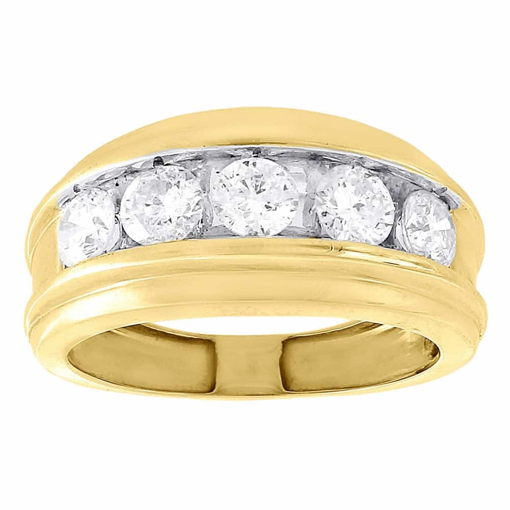 Bliss Diamond 2 Ct Mens Diamond Wedding Ring Yellow Gold