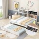 preview thumbnail 18 of 31, Daybed with 4 Storage Compartment, Blackboard, Cork Board and Trundle, Wooden Captain Bed with USB Ports for Bedroom White - Full