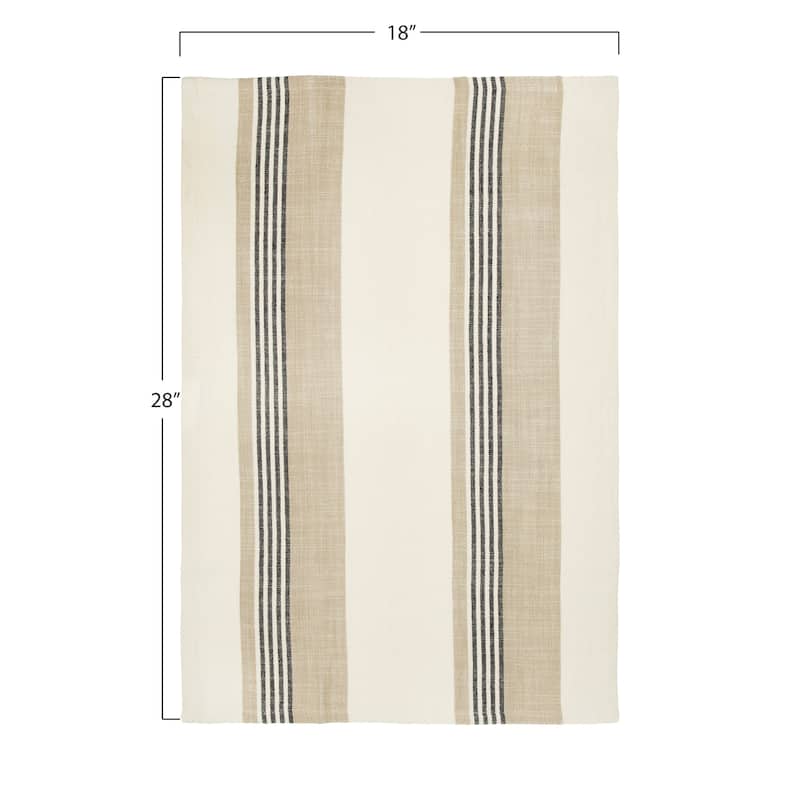 Tan & Grey Striped Cotton Tea Towels (Set of 3 Pieces)