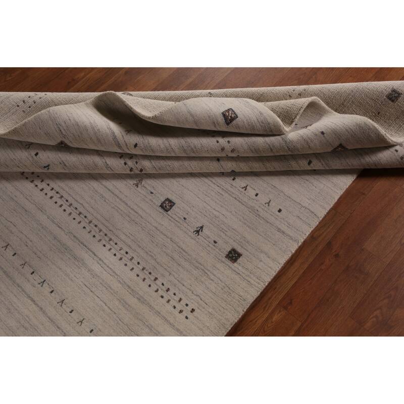 Tribal Beige Gabbeh Area Rug Handmade Modern Wool Carpet - 5'4" x 7'9"