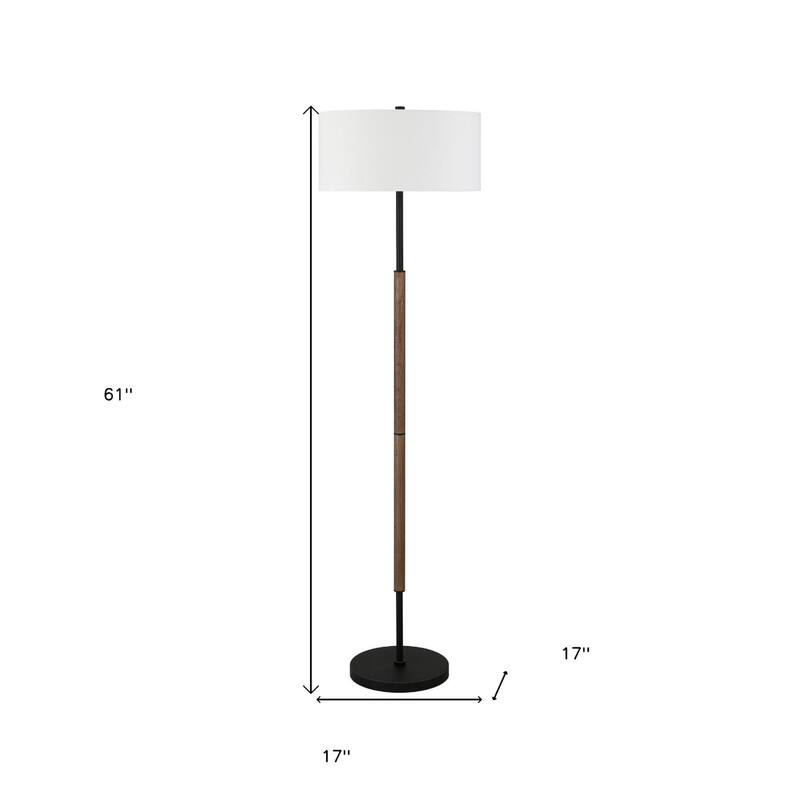 61-Inch Two Light Floor Lamp with Frosted Glass Drum Shade for Living Room