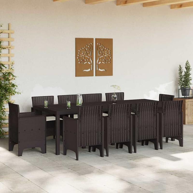 vidaXL Garden Dining Set 9/11 pcs Anthracite/Brown Polt rattan - 250 x 100 x 73 cm