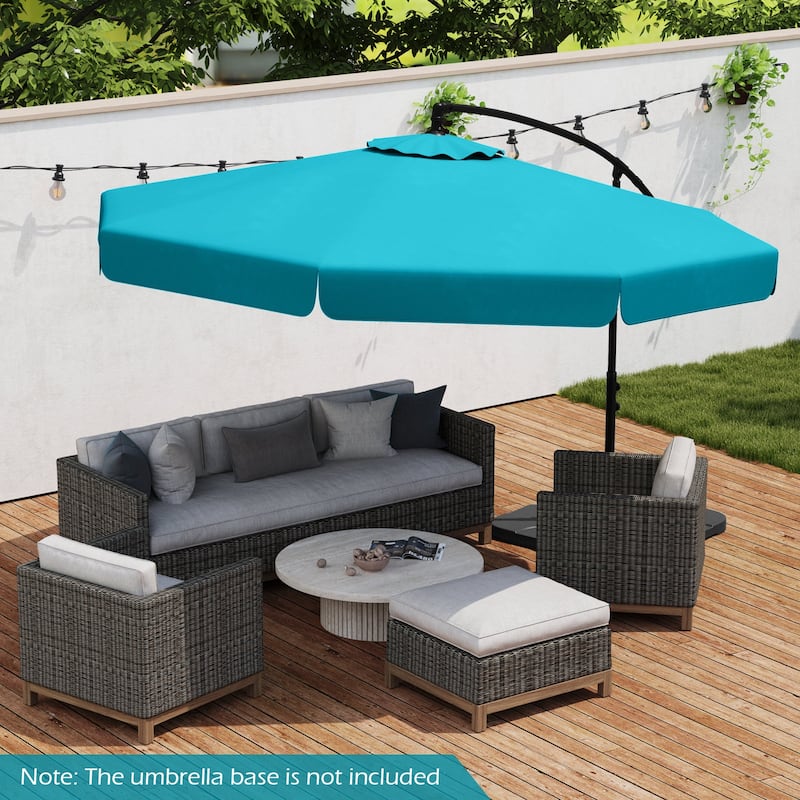 10FT Outdoor Cantilever Umbrella with Fade-Resistant Canopy Tilt Handle and Cover Included (Only Umbrella) - Blue