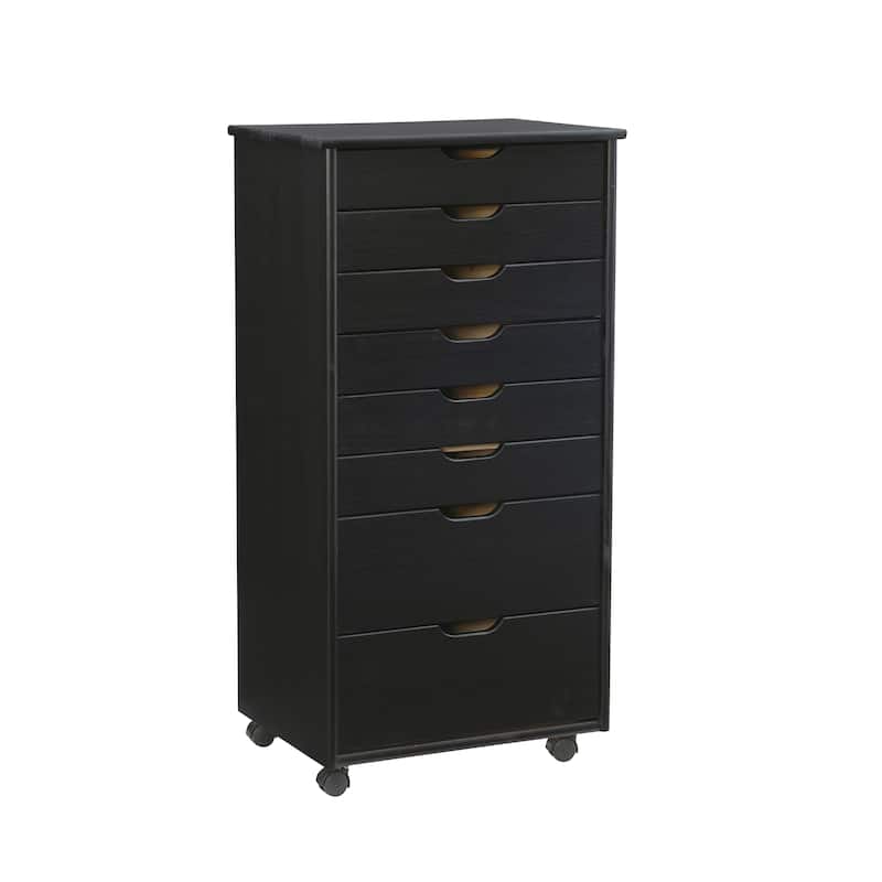 Bridgton Black Eight Drawer Rolling Storage Cart - 20.75"w x 15.38"d x 40.25"h