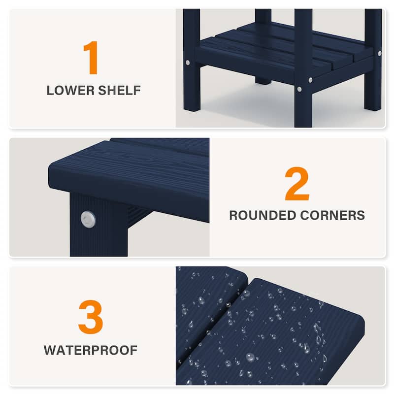 Outdoor HDPE Classic Double-Layer Adirondack Side Table