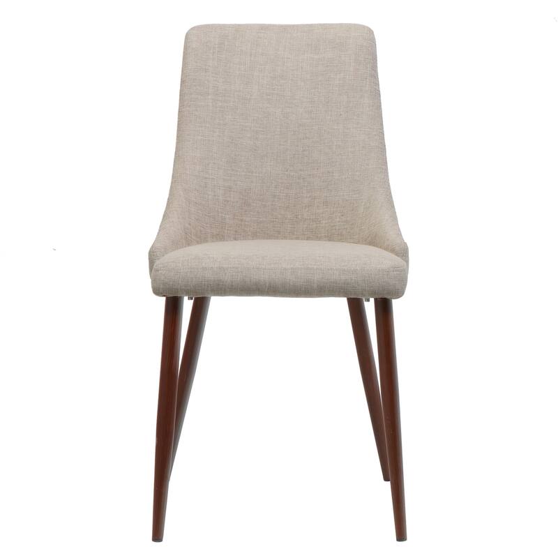 Modern Set of 2 Dining Chairs with Fabric Upholstered Backrest Seat, Wood Finish, Metal Legs for Dining Room Living Room