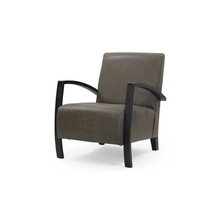 HomeRoots 26" Green And Black Top Grain Leather Arm Chair - 26' X '33' X '31