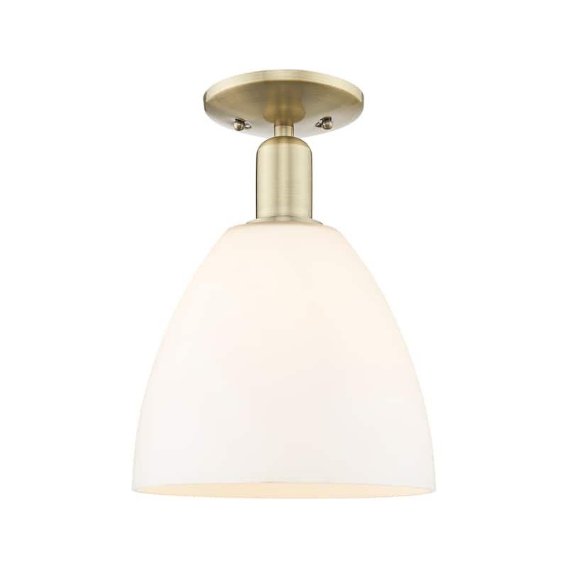 Innovations Lighting 716-1C-13-9 Bristol Semi-Flush Bristol 9" Wide - Antique Brass / Matte White