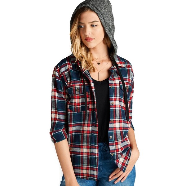 hoodie and plaid shirt