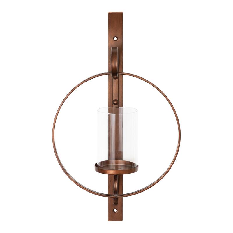Kate and Laurel Doria Round Glass and Metal Wall Sconce - 12x22