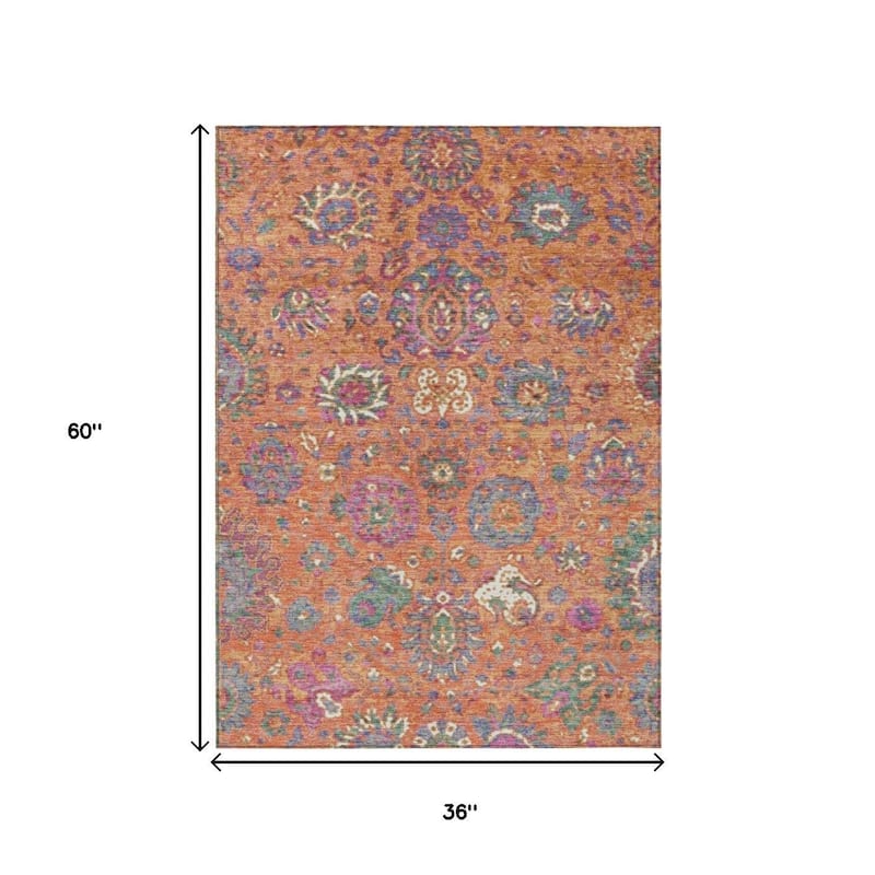 HomeRoots Floral Traditional Rectangle Outdoor Rug