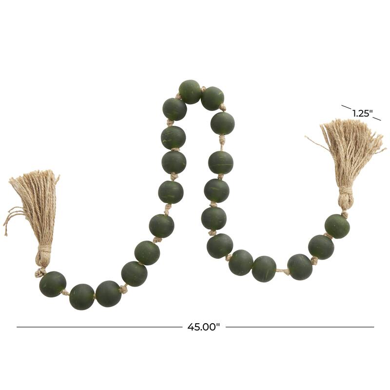 Glass Handmade Round Beaded Garland with Tassel with Knotted Brown Jute - Roche River Decor