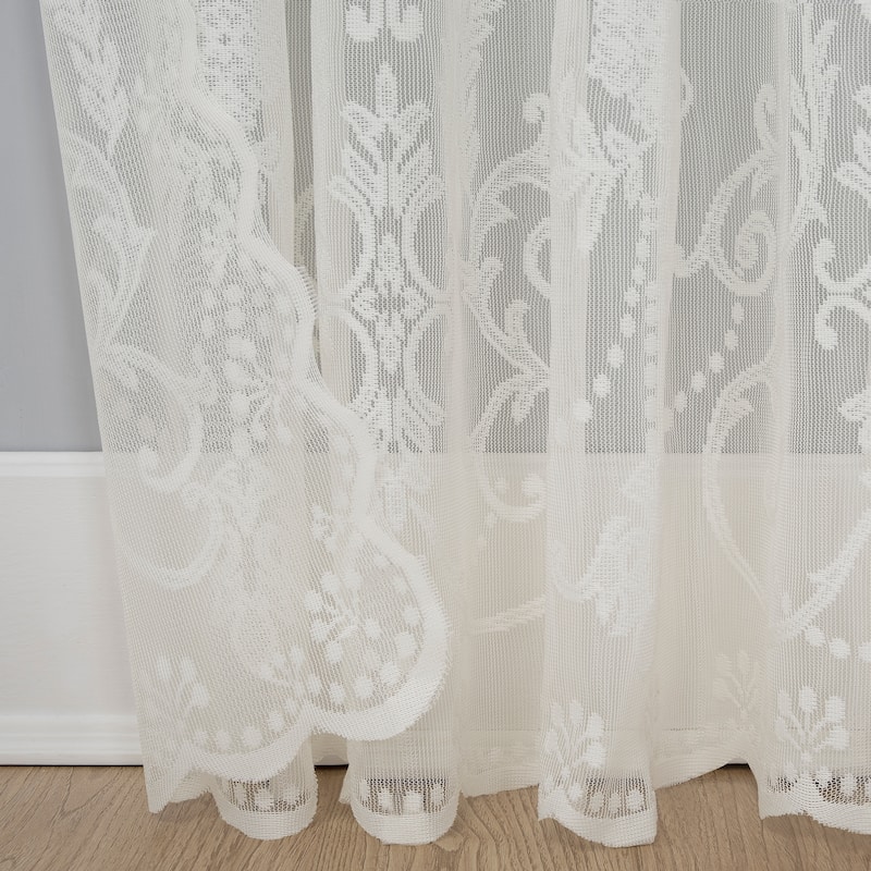 No. 918 Ariella Floral Lace Sheer Rod Pocket 1-Piece Curtain Panel, Single Panel