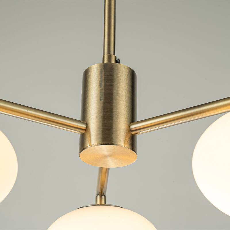 3-Light 20'' Mid Century Modern Opal Glass Chandelier Classic Globe Pendant Light For Dining Room Living Room - W20''