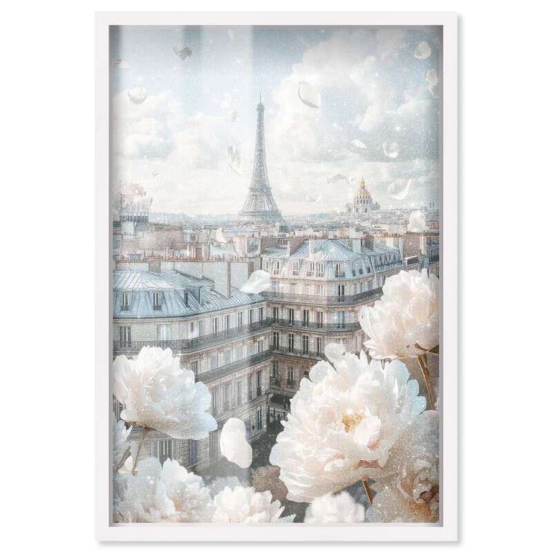 Peonies Over Paris Shadowbox by Art Remedy - White - 10" x 15"