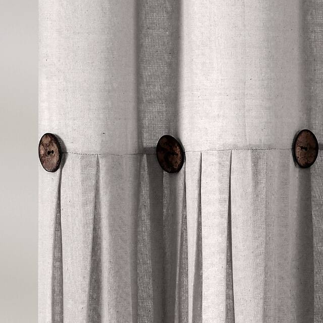 Lush Decor Two-tone Linen Button Shower Curtain