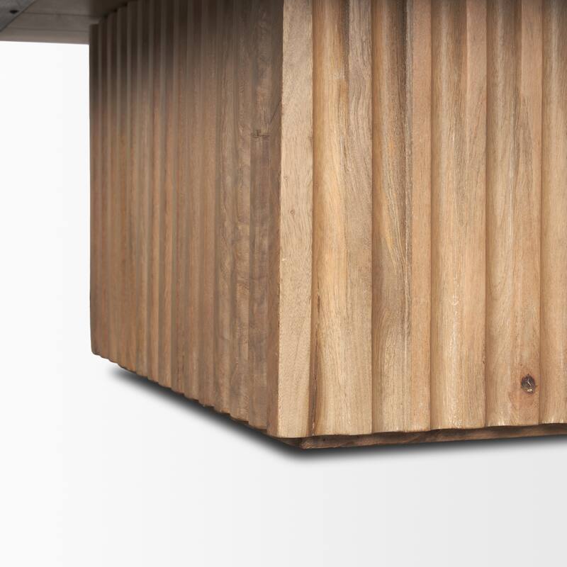 June Light Brown Wood w/ Fluting Square Coffee Table