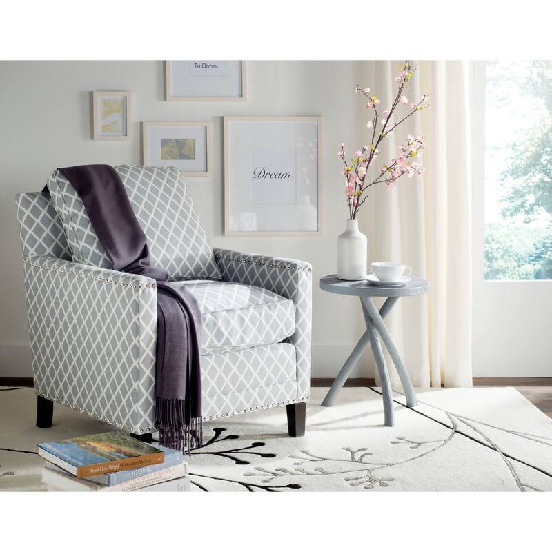 SAFAVIEH Kylee Peach Pink/ White Polyester Fabric Club Chair - 28.5" x 31.9" x 38.2" - 29Wx32Dx38H