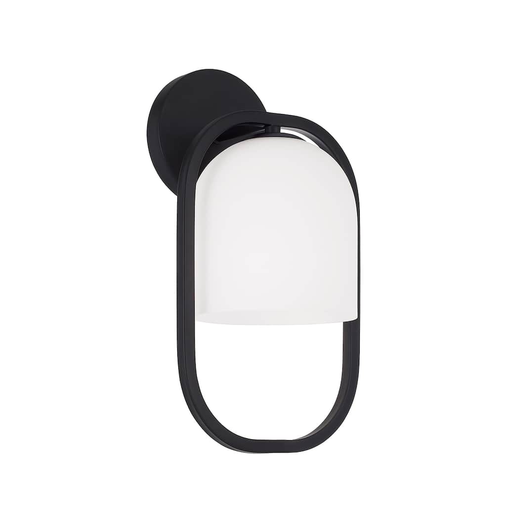7.5" W X 14" H 1-Light Capsule Sconce with Soft White Glass - 7.75"W x 14"H x 7"E