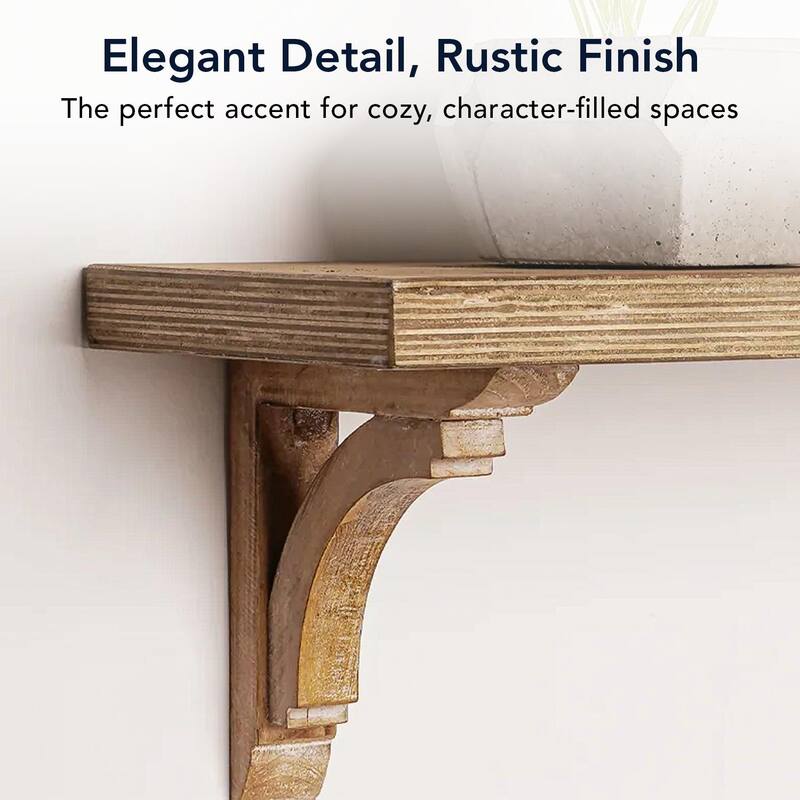 Natural Distressed Antique Wood Corbel Shelf Brackets (Set of 2)