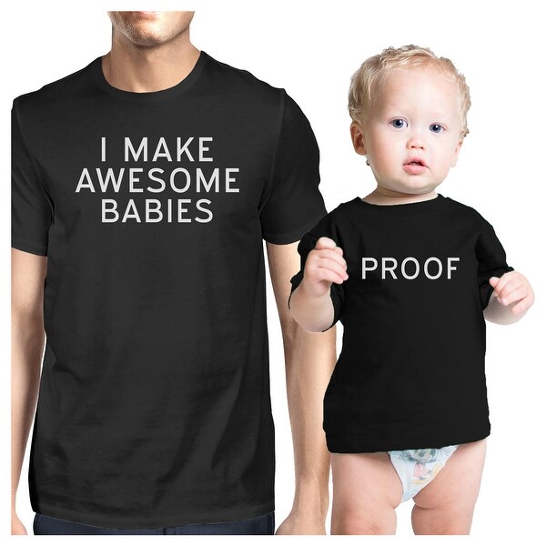 dad and baby matching button up shirts