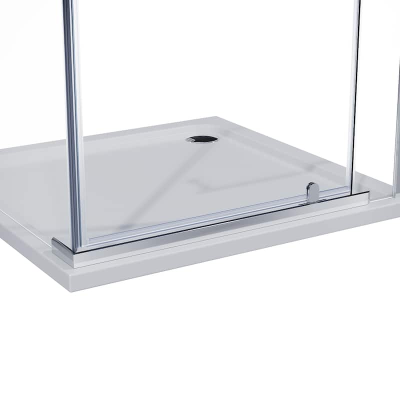 Elegant 36 in. W x 36 in. D x 72 in. H Corner Square Shower Enclosure with 3 Pivot Doors in Chrome Finish