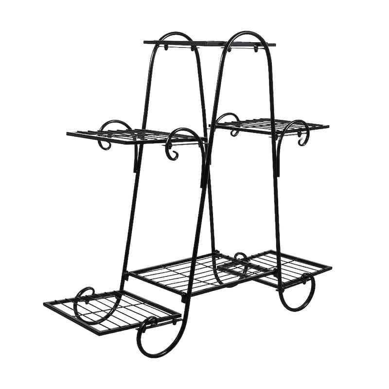6 Tiers Metal Flower Pot Plant Stand Balcony Floor Standing Shelf