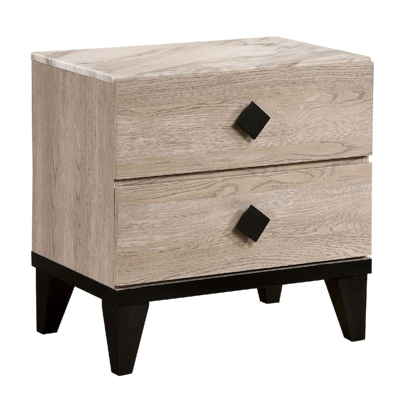 Cream 2 Drawer 15.35 in. W Nightstand with Angled Legs