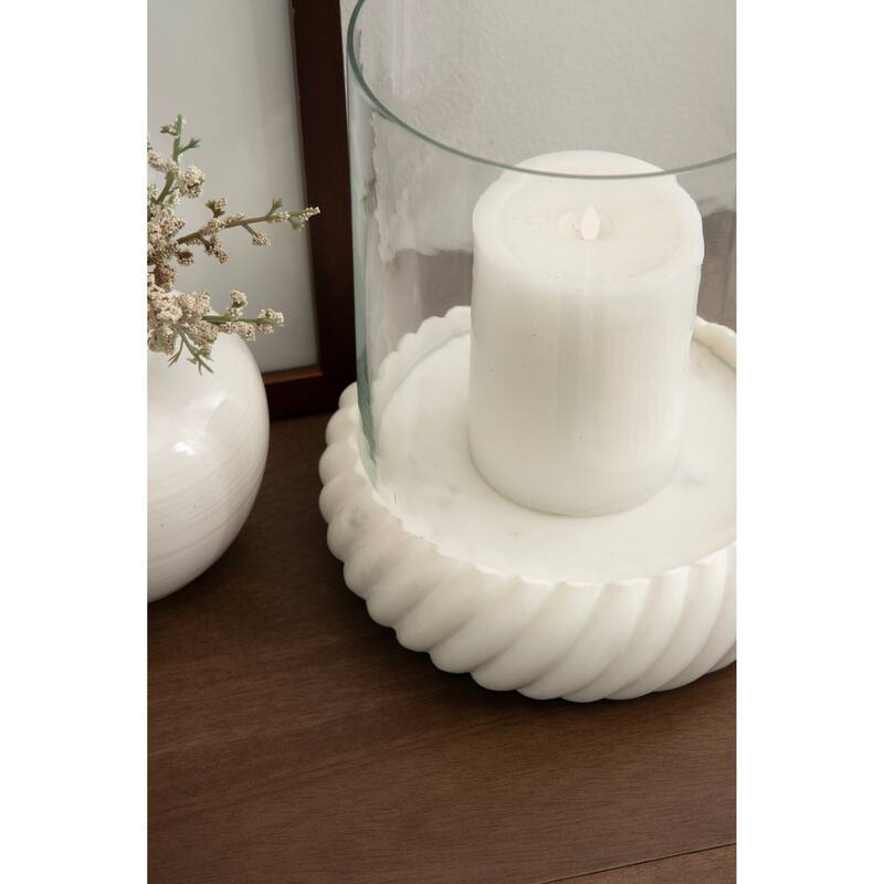Kate and Laurel Trenza Marble Candle Holder - 8x8x9