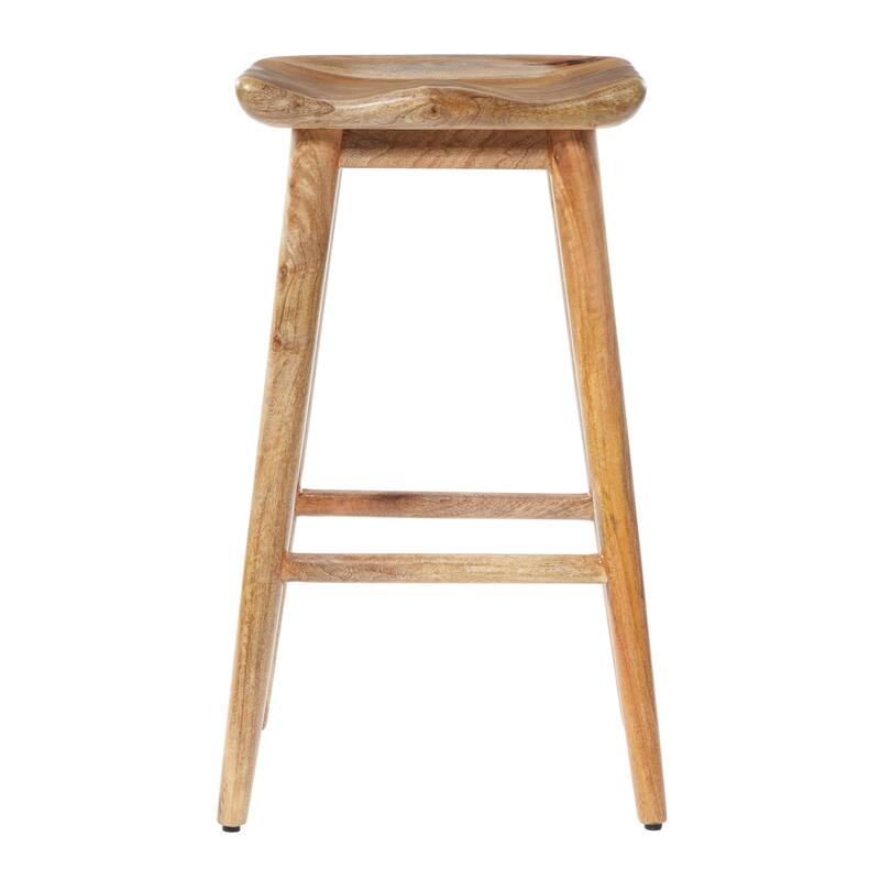 Wood Counter Stool with Footrest - Brown - Roche River Decor