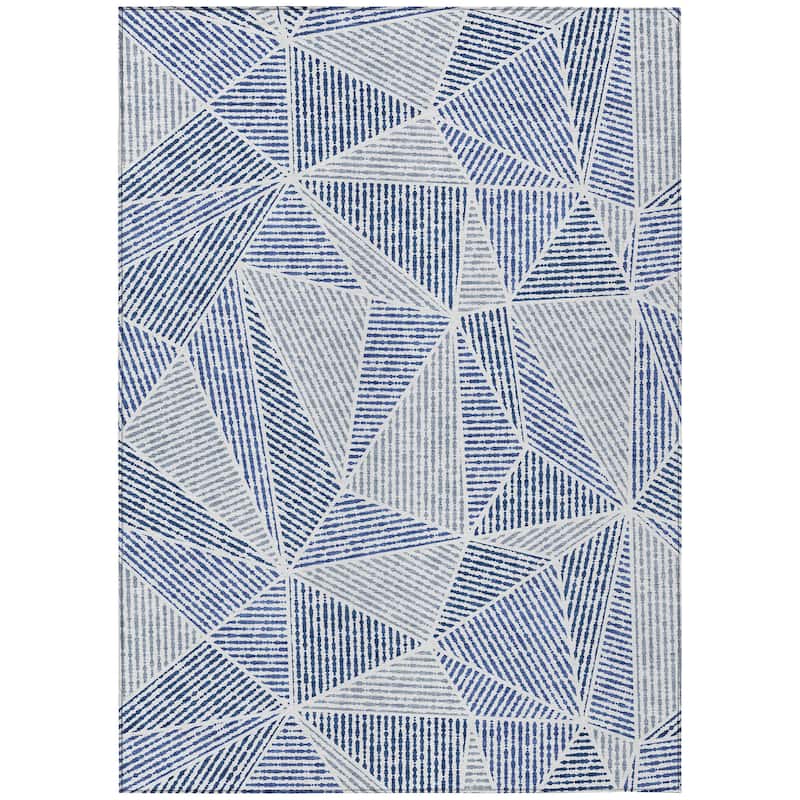 Machine Washable Indoor/ Outdoor Chantille Mosaic Geometric Rug